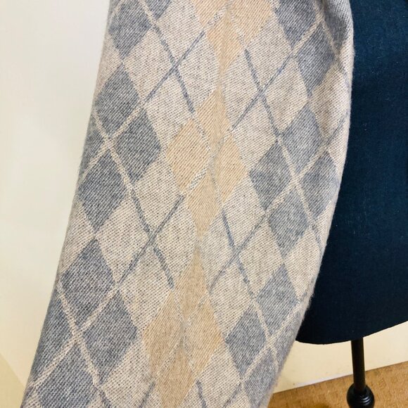 Cejon Argyle Scarf Made in Italy Soft Tan Brown Tassel - Picture 5 of 6